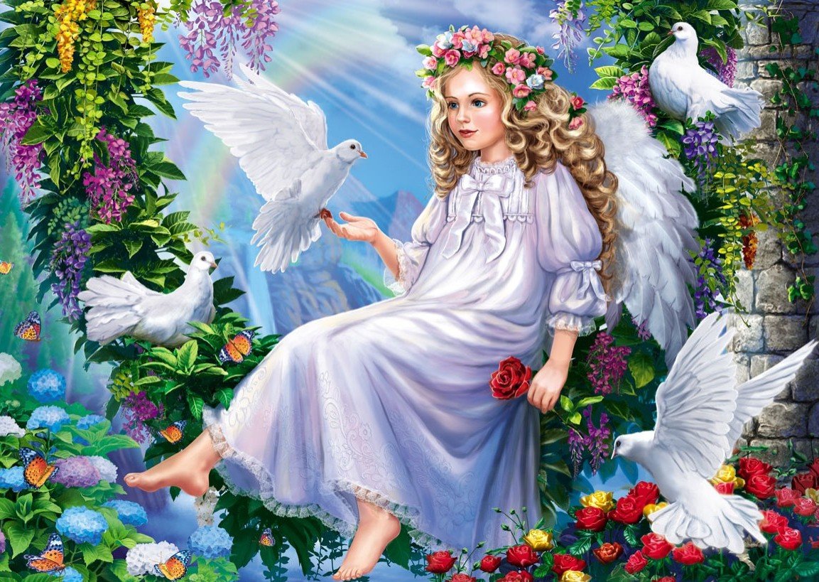 Ангел с голубями - оригинал