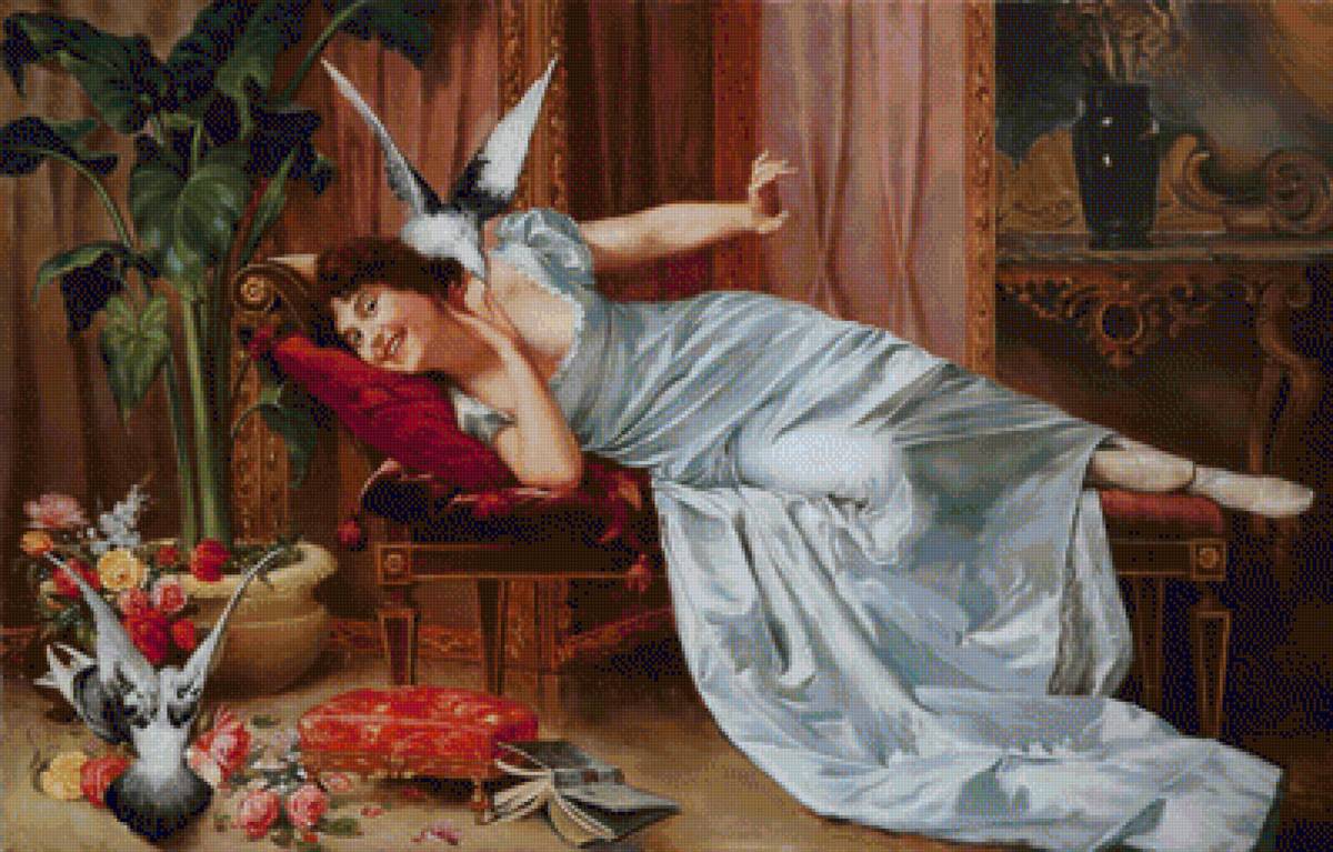 девочка и голубь - девочка - предпросмотр