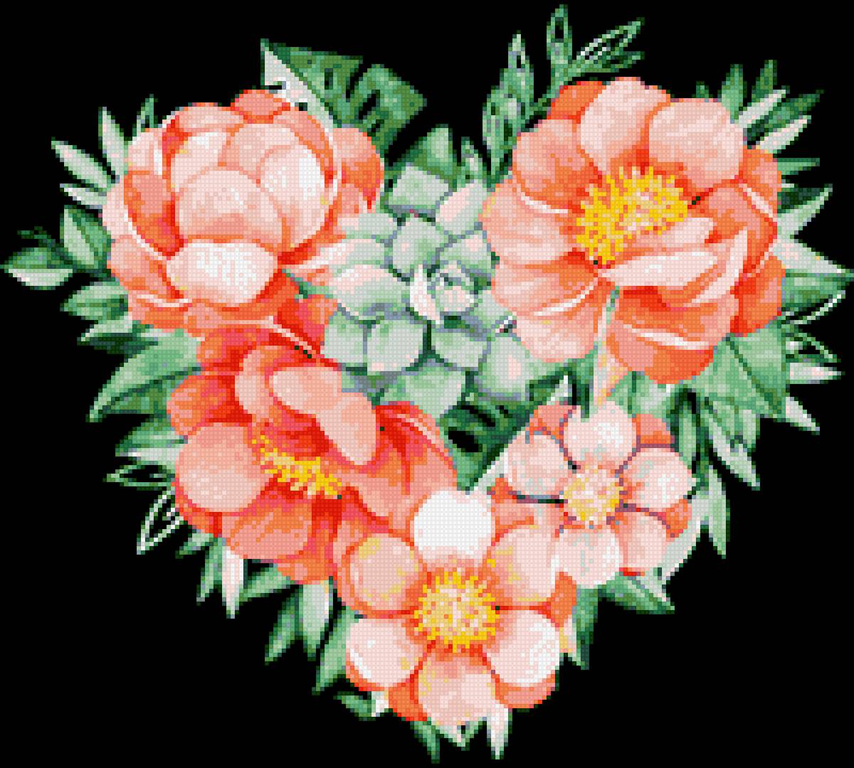 букет - сердце, букет, цветы - предпросмотр