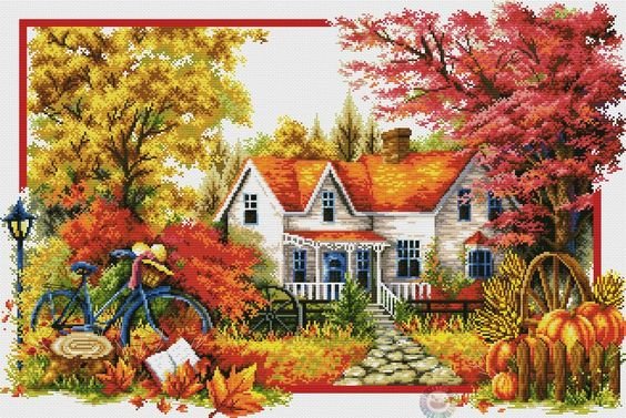 outono - outono, casa, paisagem - оригинал