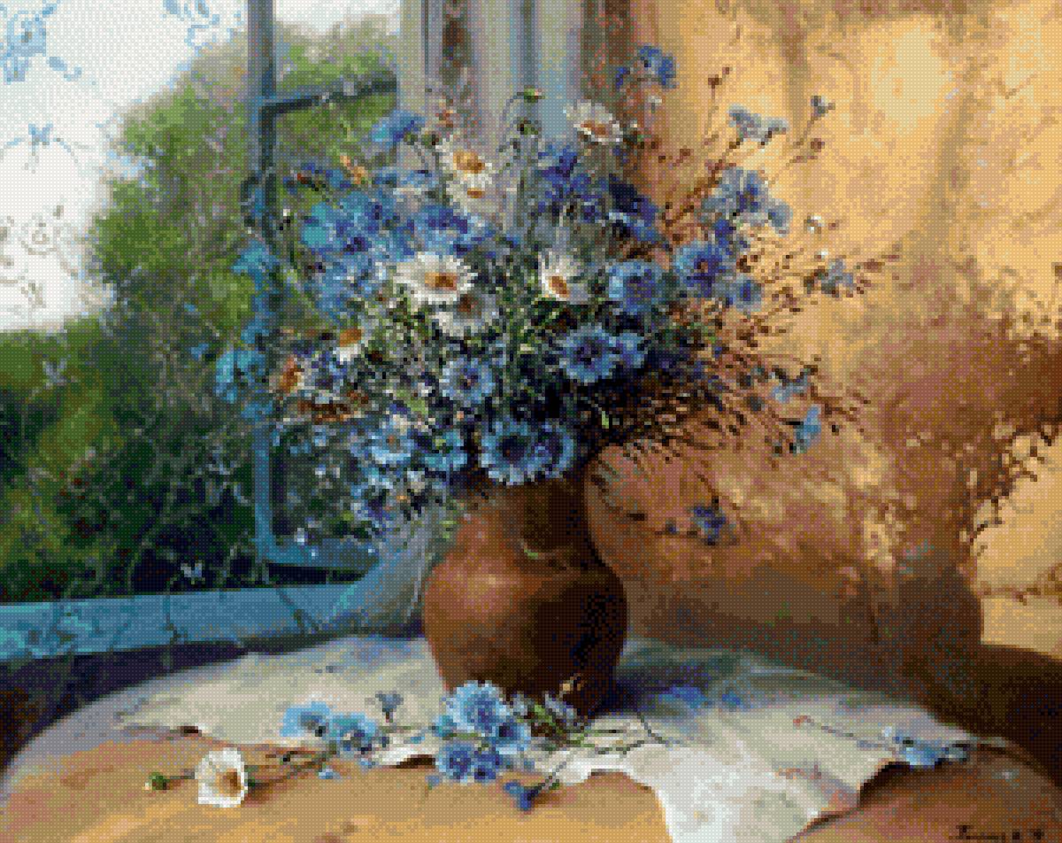 Натюрморт - палачев, васильки - предпросмотр