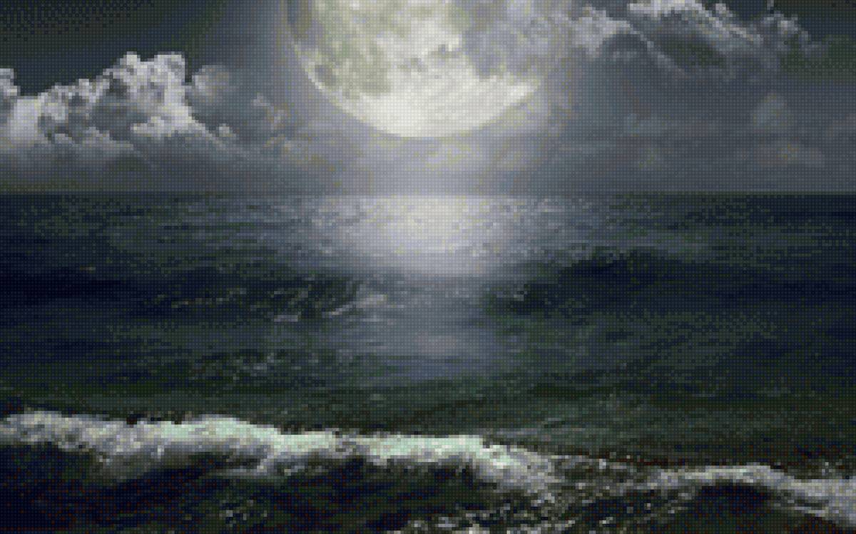 море - ночь, море, луна - предпросмотр
