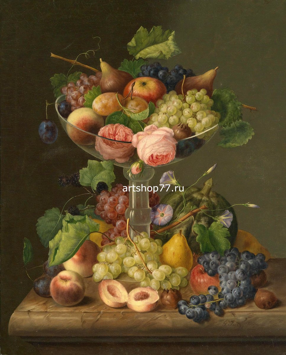 натюрморт - виноград, персики - оригинал