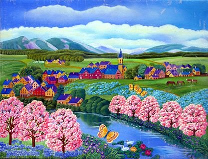 Vila. - vila, flores, paisagens, rio. - оригинал