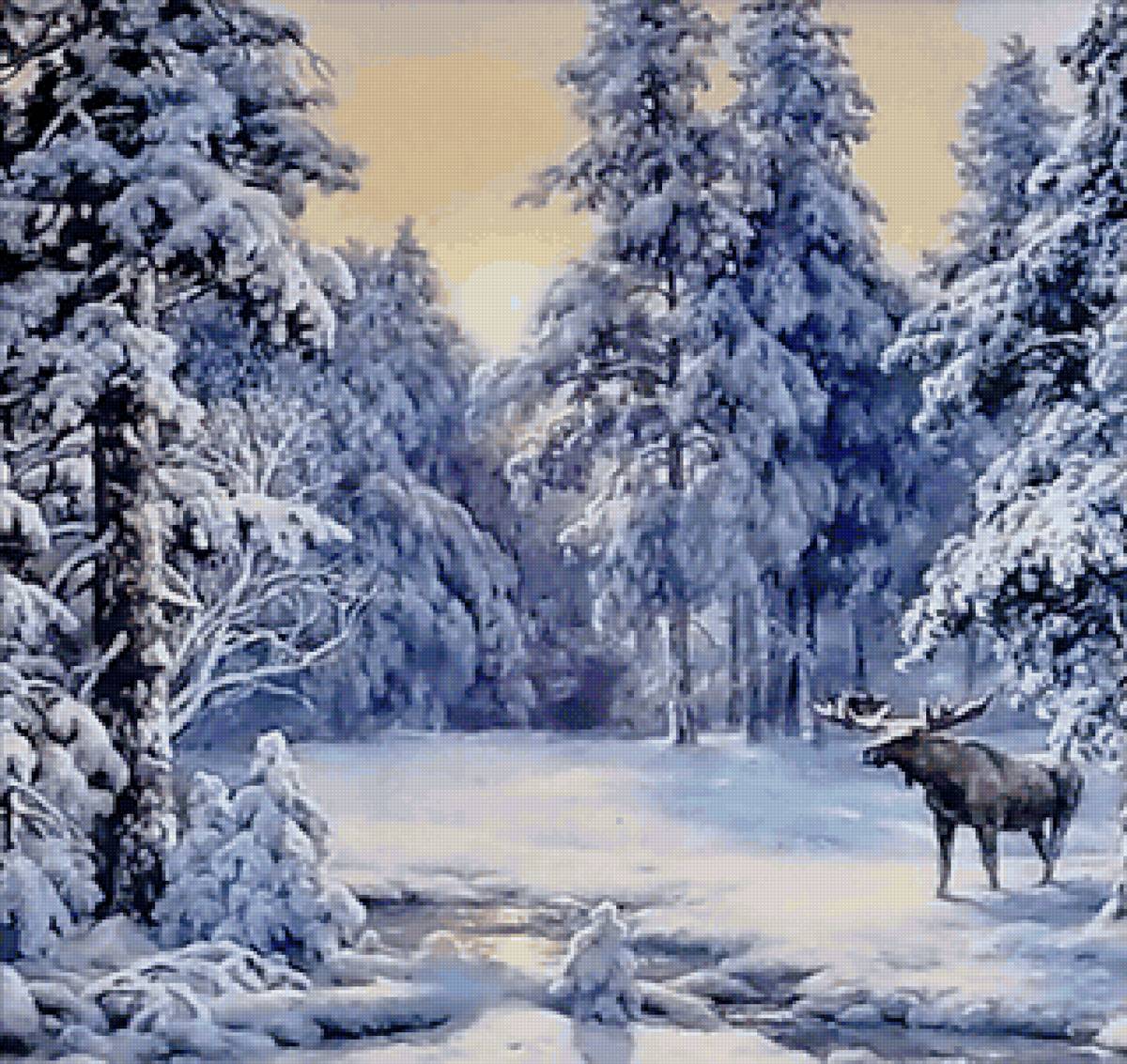 зимний лес - природа зима лось - предпросмотр