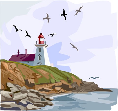 Маяк - маяк, море, чайки - оригинал