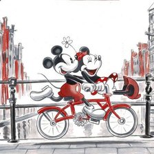 Схема вышивки «miki i minnie amb bicicleta»