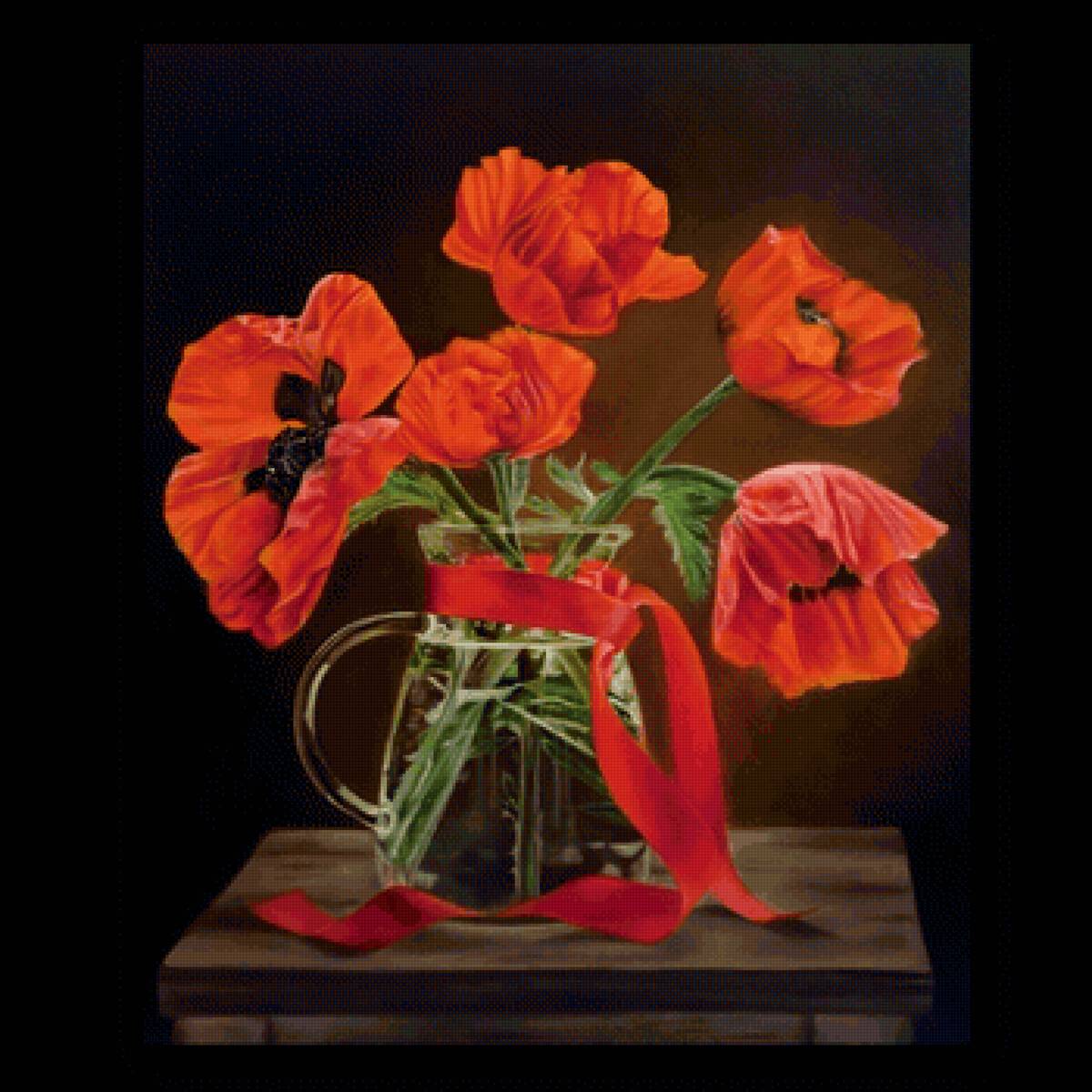 Маки - натюрморт, цветы, букет, живопись, маки - предпросмотр