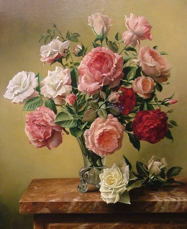 Букет роз - розы, натюрморт, живопись, букет - оригинал
