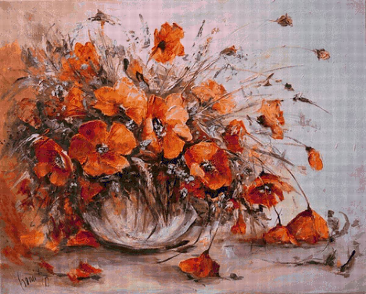 Маки в вазе. - картина, маки в вазе, живопись - предпросмотр