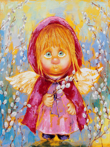 весенний ангел с вербой - рыжий, дети, ангел - оригинал