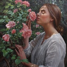 Схема вышивки «Menina, com flores,»