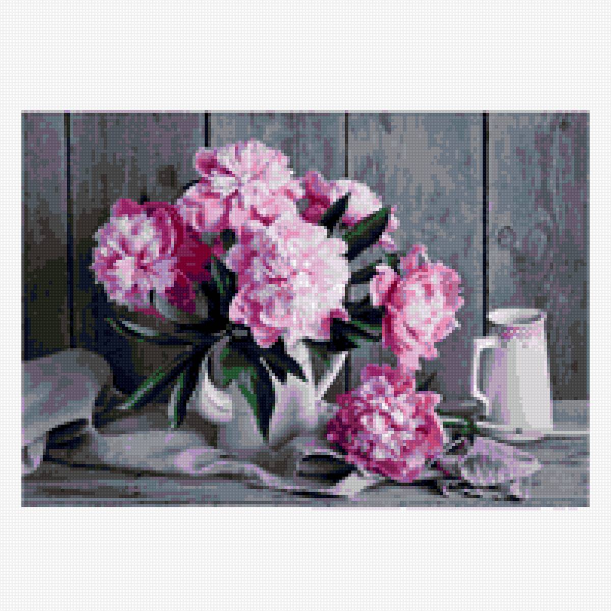 цветы - ваза, картина, банка, цветы, грусть, фиолетовый - предпросмотр