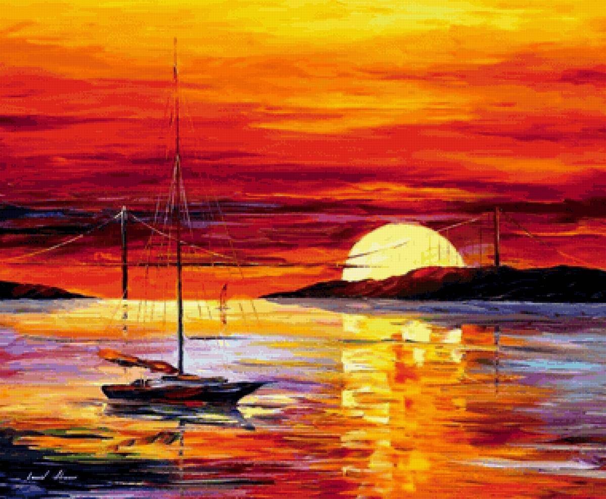 Por do sol - pintura. - предпросмотр