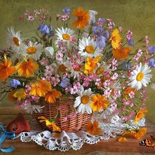 Схема вышивки «Cesta com flores.»