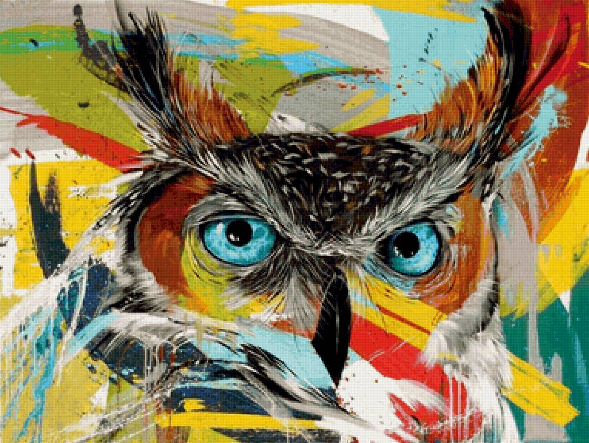 Coruja. - pintura., pássaro - предпросмотр