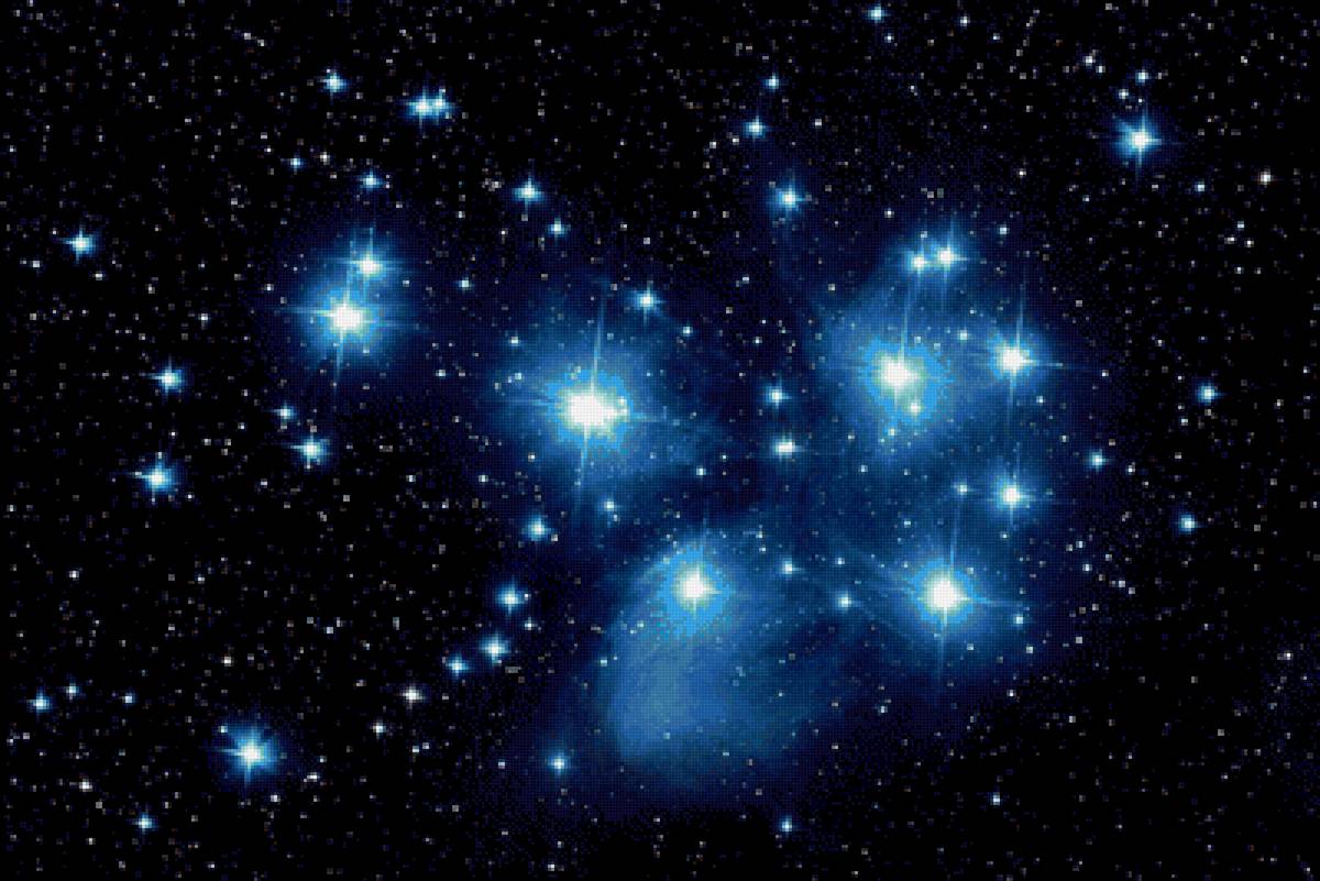 Звёздное скопление Плеяды - звезды, м-45, плеяды, космос, мозаика, созвездия, алмазная - предпросмотр