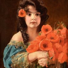 Схема вышивки «Девочка с маками»