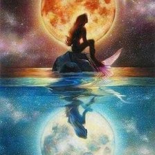 Схема вышивки «Русалка на луне»