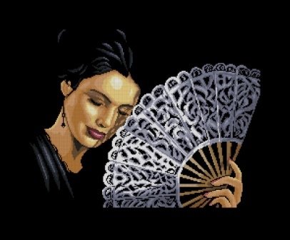 Дама с веером - девушка, веер - оригинал