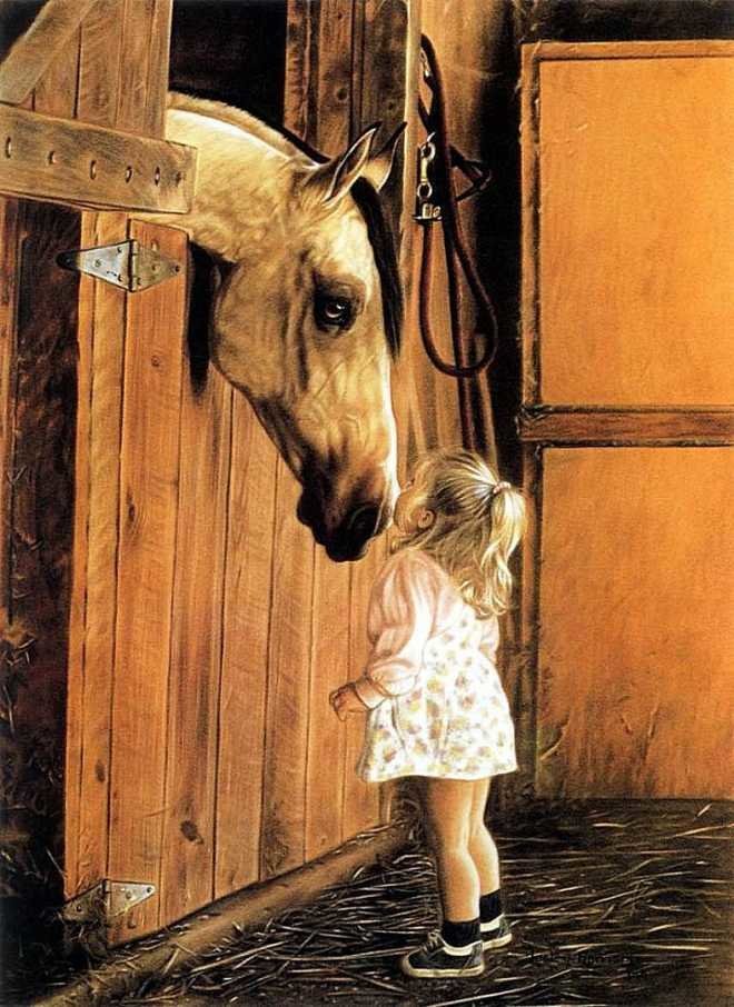 Девочка и конь - кони, ребенок, лошади, девочка, животные, дети - оригинал