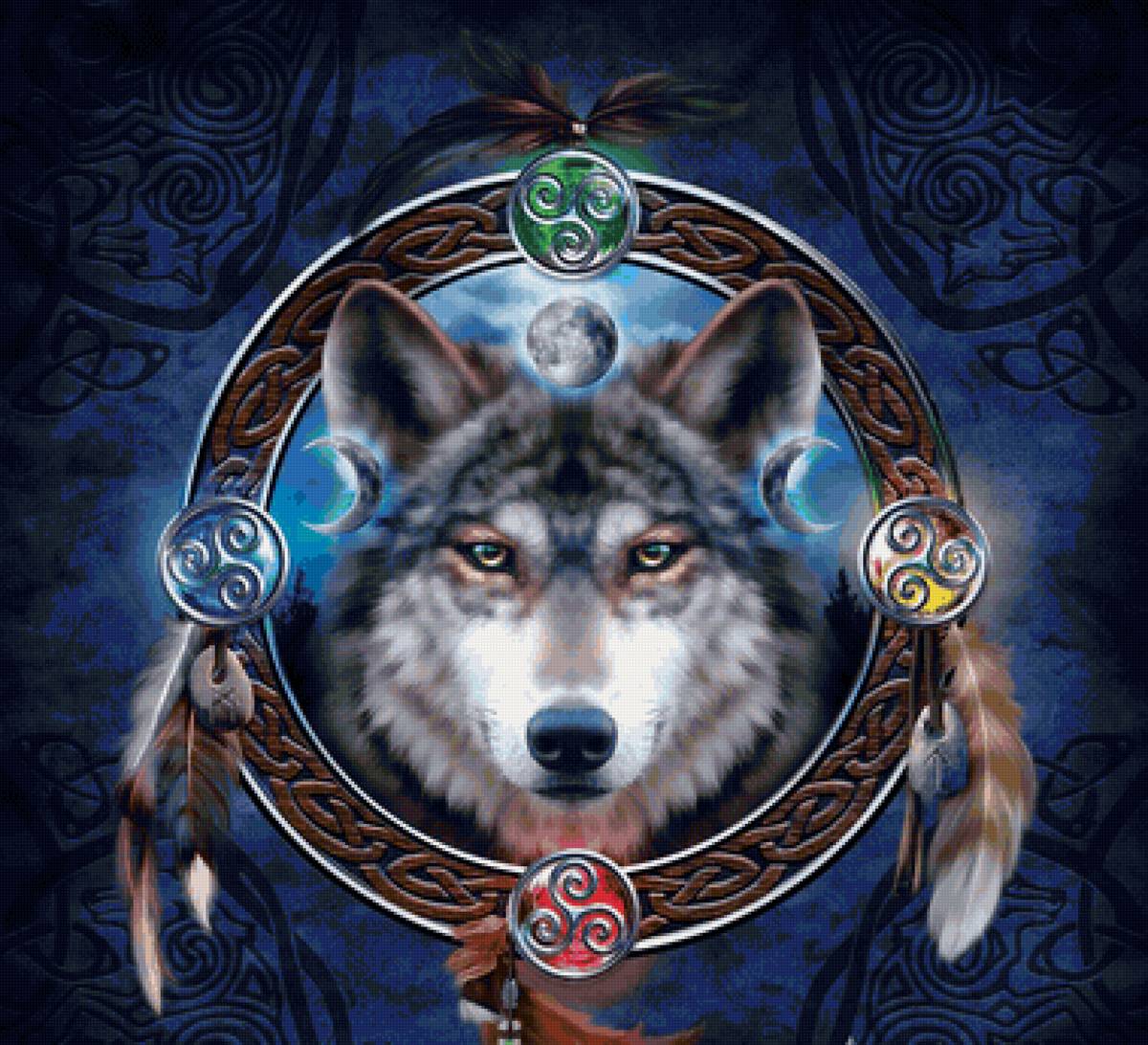 Lobo. - animais. ilustração.pintura.mistico. - предпросмотр