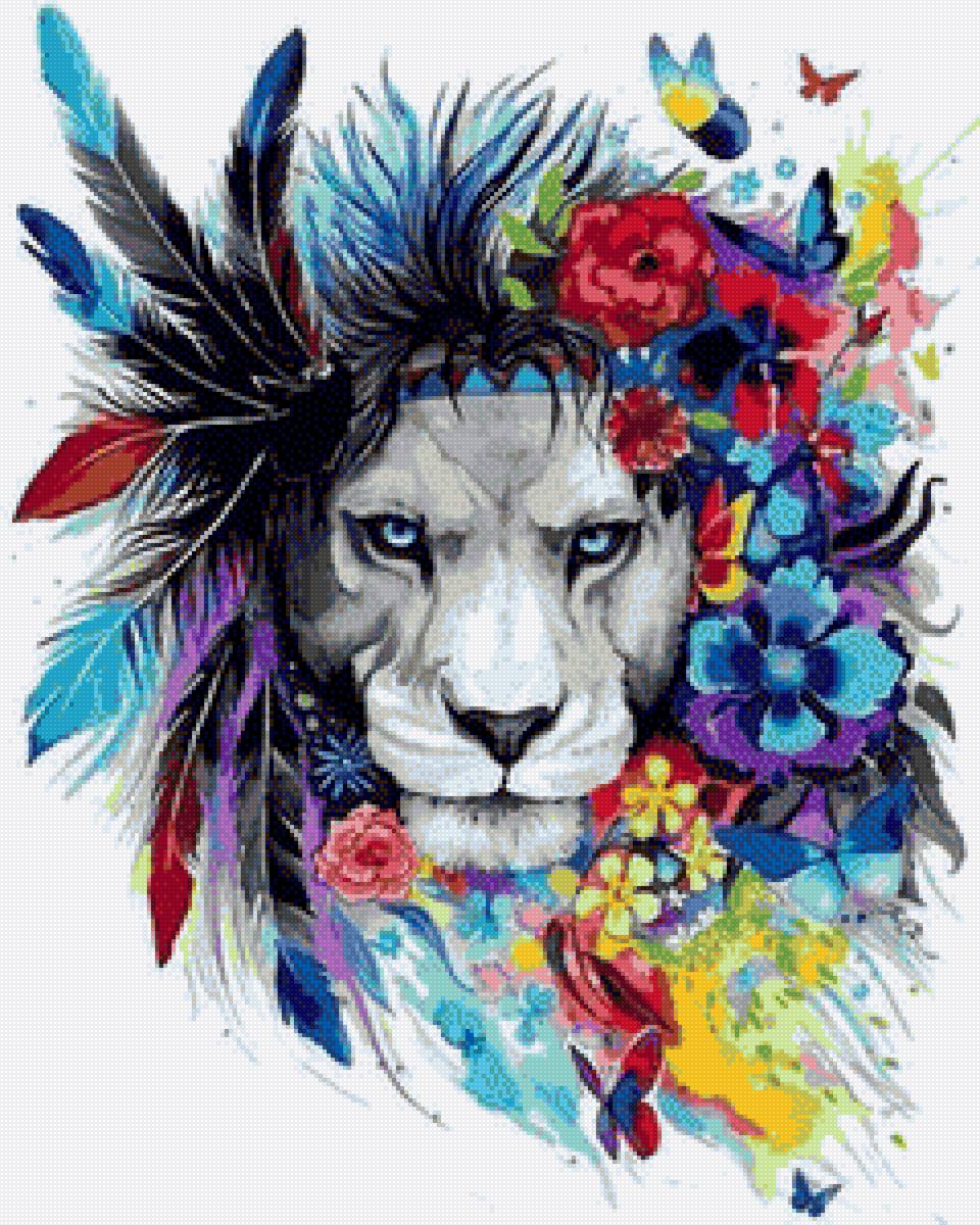 Лев - индеец - животные, дикие, dmc, арт - предпросмотр