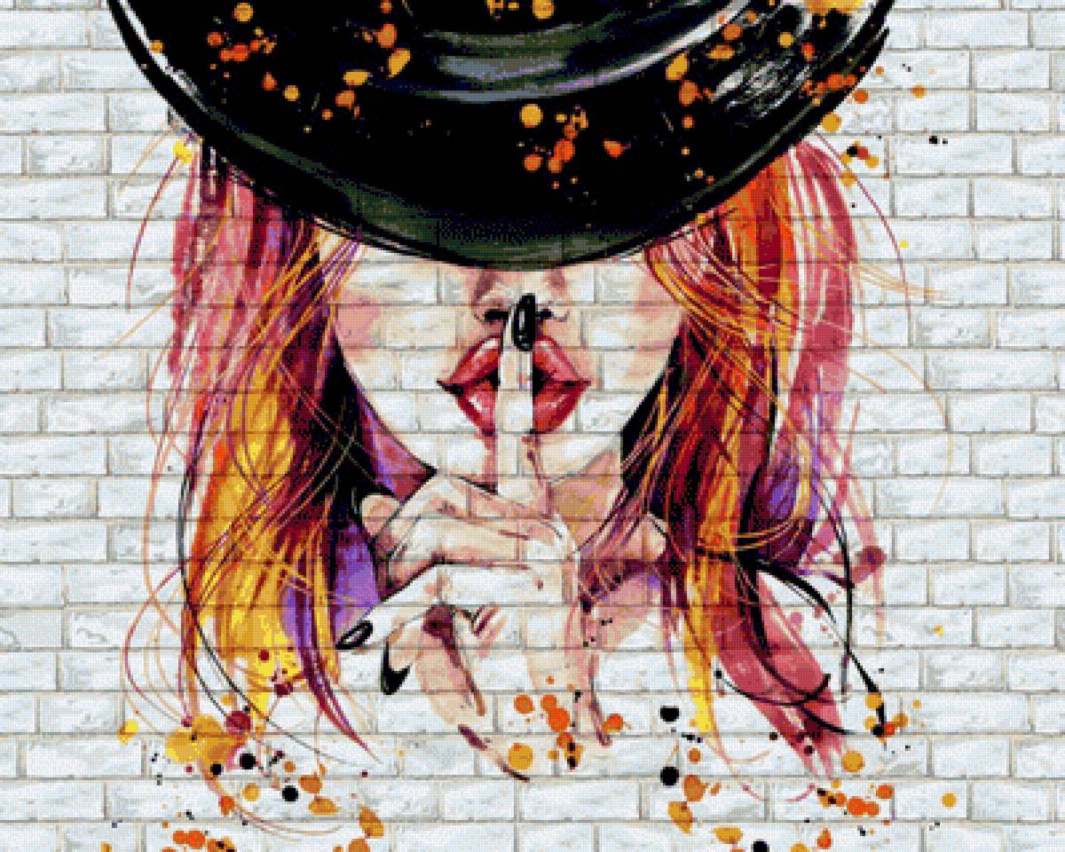 Девушка в шляпе - люди, арт, dmc - предпросмотр