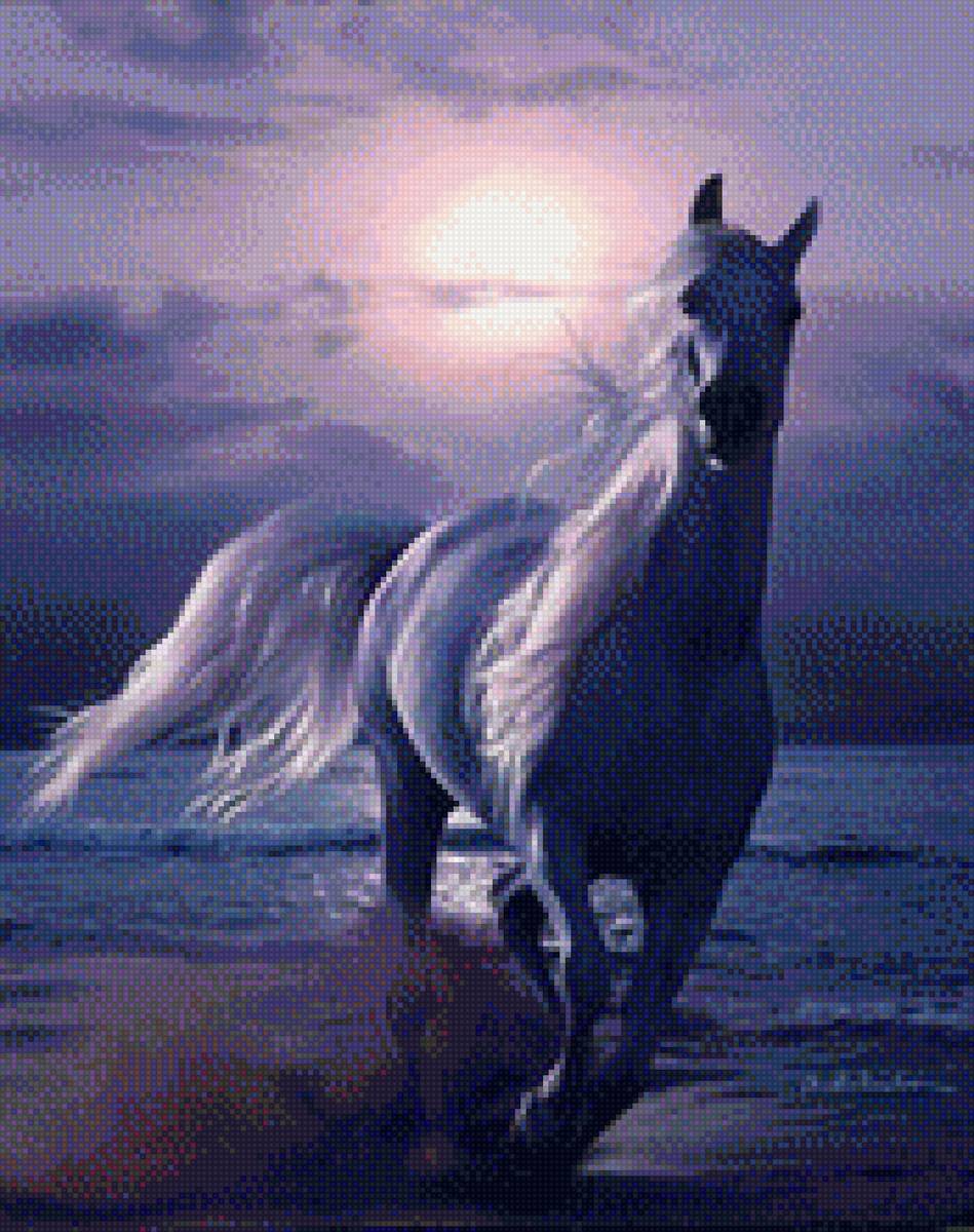 Прогулка под луной - конь - предпросмотр