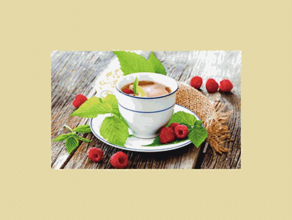 Утро.Чай с малиной - натюрморт, чашка, чай, утро - предпросмотр