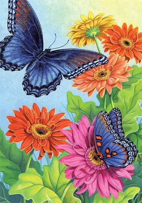 Бабочки с цветами - оригинал