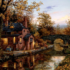 Схема вышивки «дом в лесу»