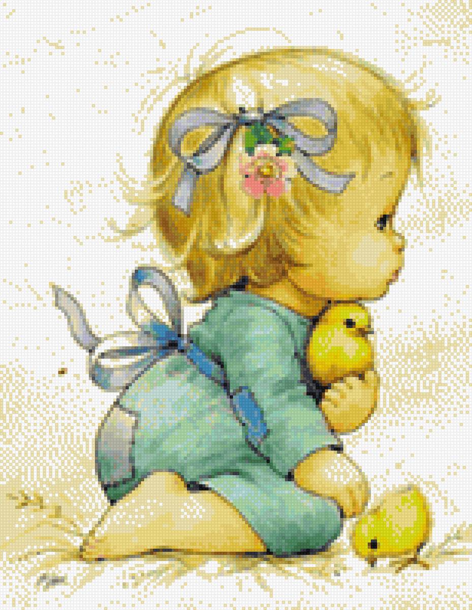 Малышка и цыплятки - девочка, дети, ребенок - предпросмотр