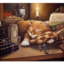 Схема вышивки «Gat a la biblioteca»