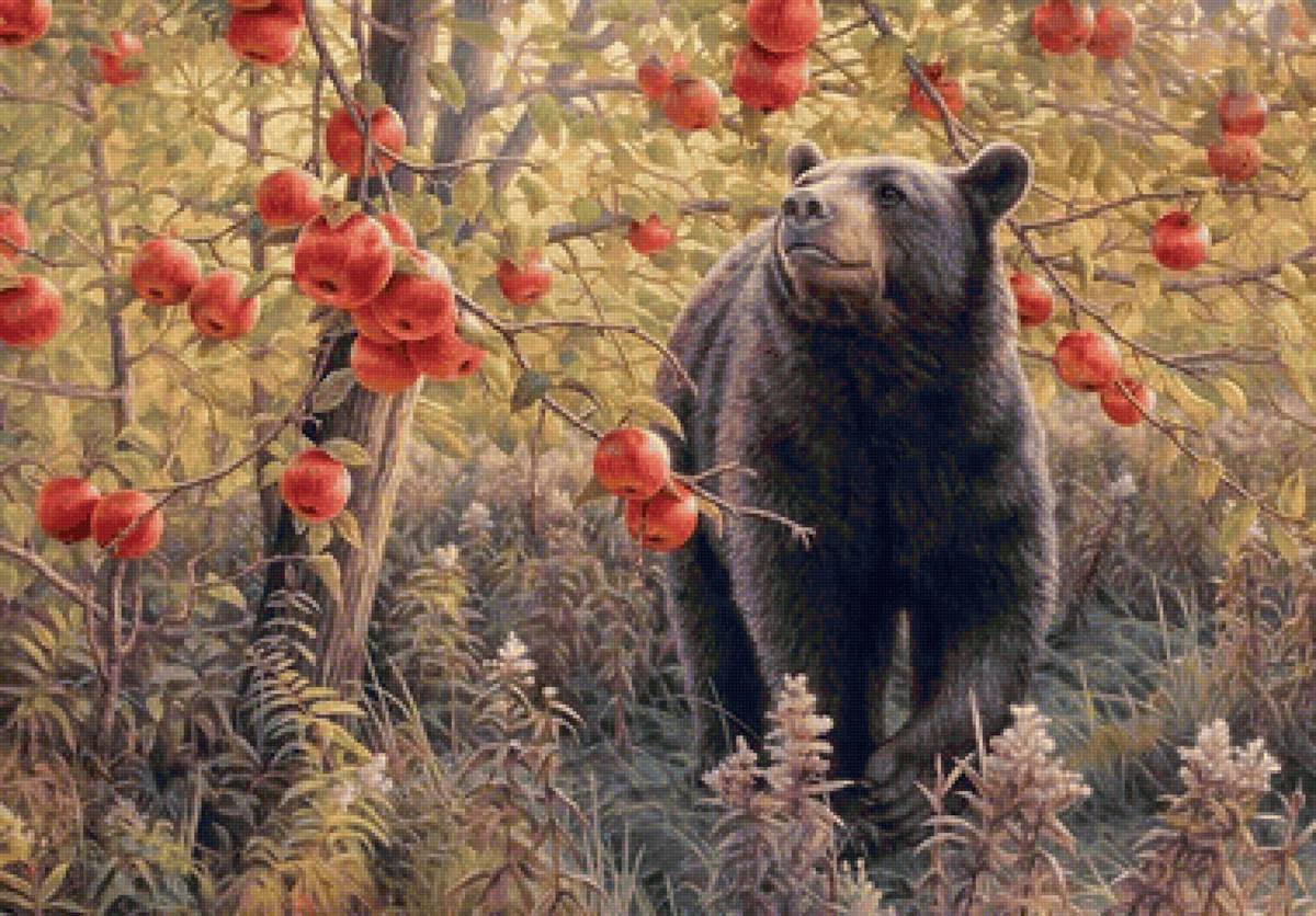 Urso. - animais.frutas. pomar. - предпросмотр