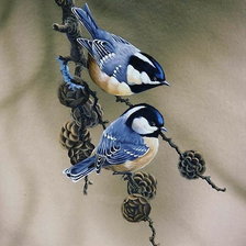 Схема вышивки «Птички на ветке»