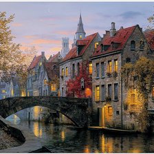 Схема вышивки «Осенний вечер в Брюгге.»