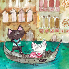 Схема вышивки «gatitos en Venecia»