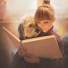 Оригинал схемы вышивки «niña leyendo con su perro» (№2333696)