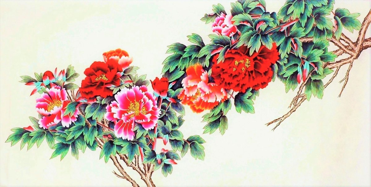 Цветы - живопись, китайская живопись, цветы - оригинал
