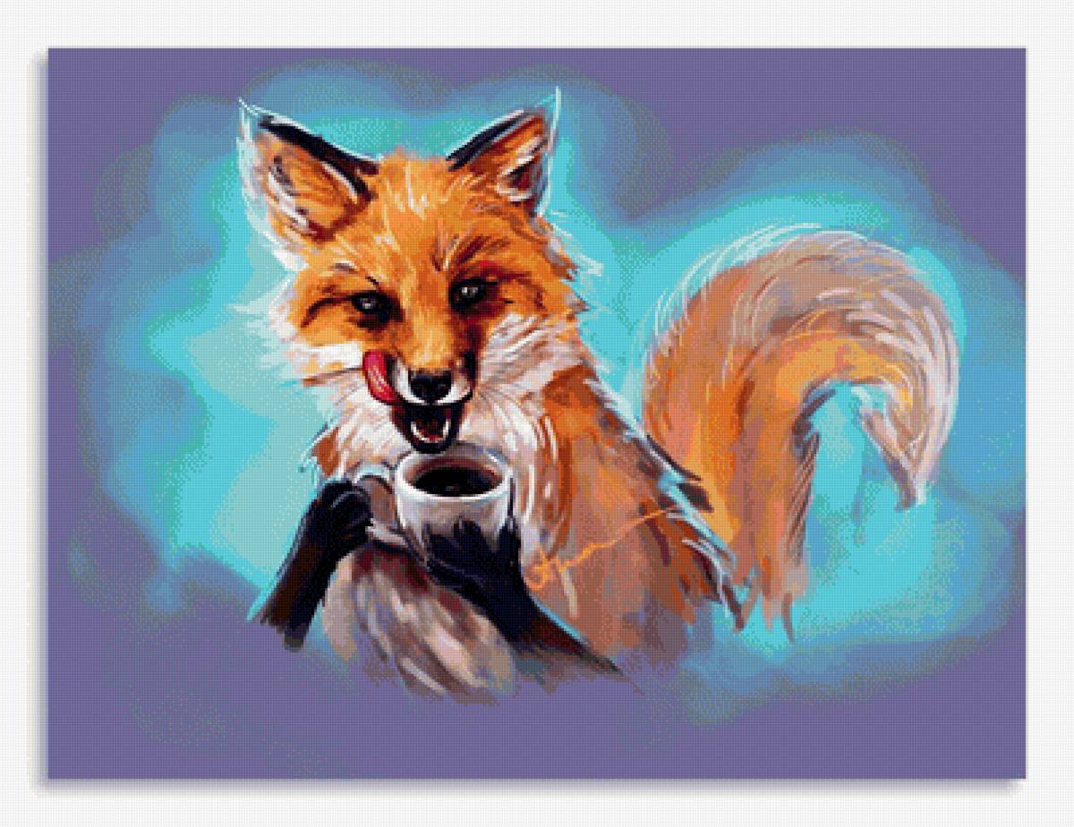 лиса с кофе - лиса - предпросмотр