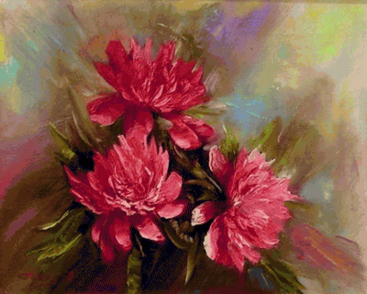 Trzy czerwone piwonie - предпросмотр