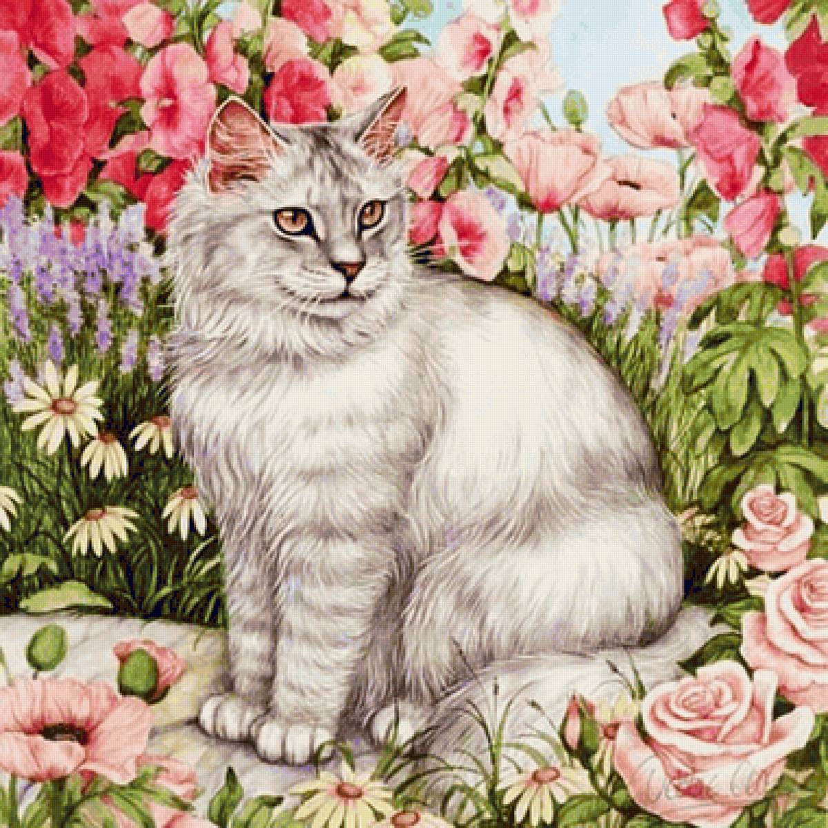 Gato. - animais.flores. - предпросмотр