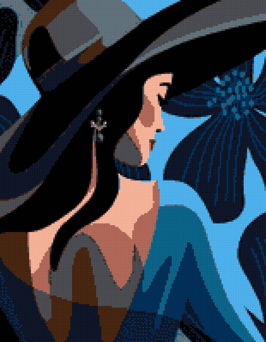 Девушка в шляпе - предпросмотр