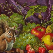 Схема вышивки «Animais e frutas.»