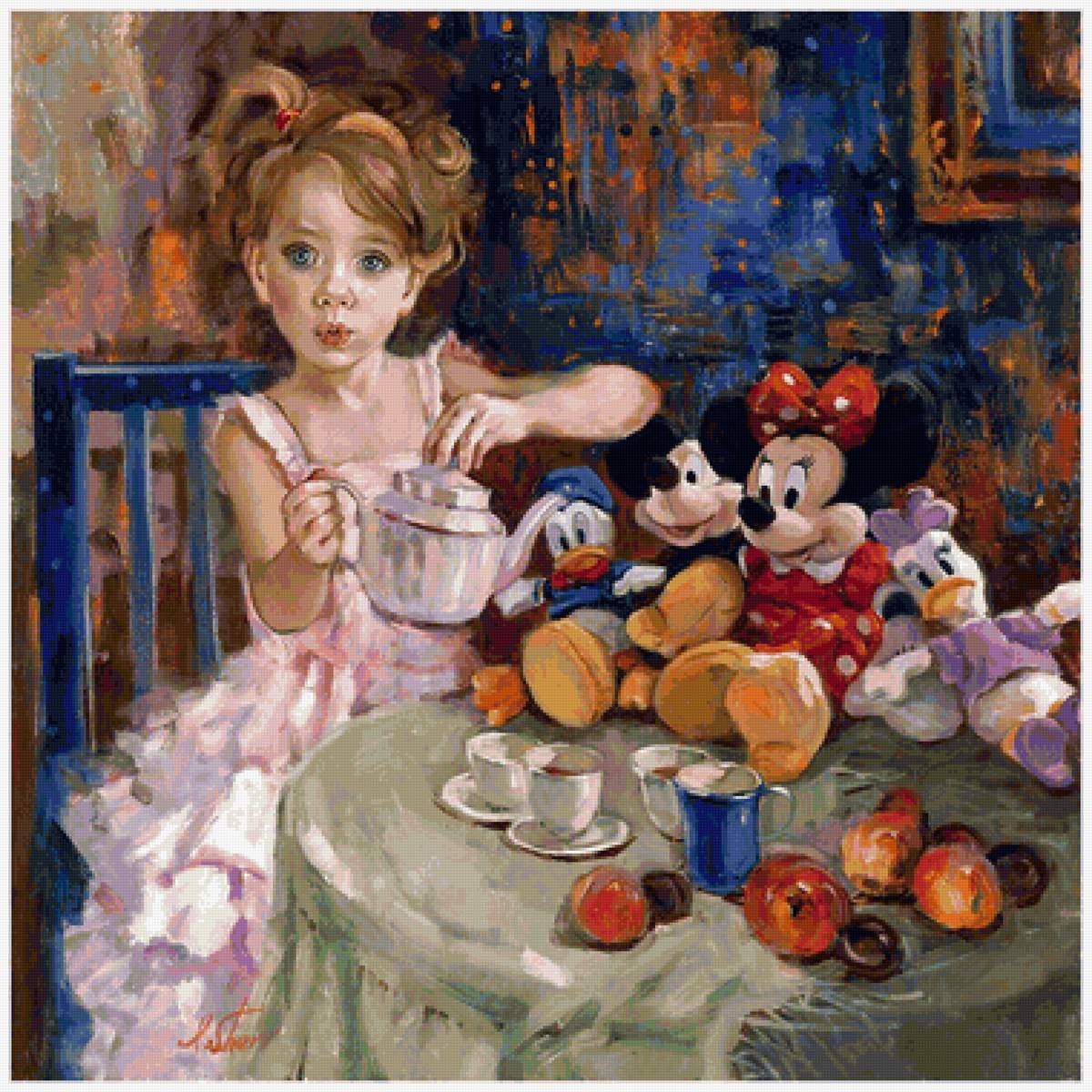 чаепитие худ. ирен шери - дети, ирен шери, живопись - предпросмотр