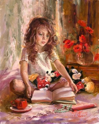 чтение - дети, живопись, ирен шери - оригинал