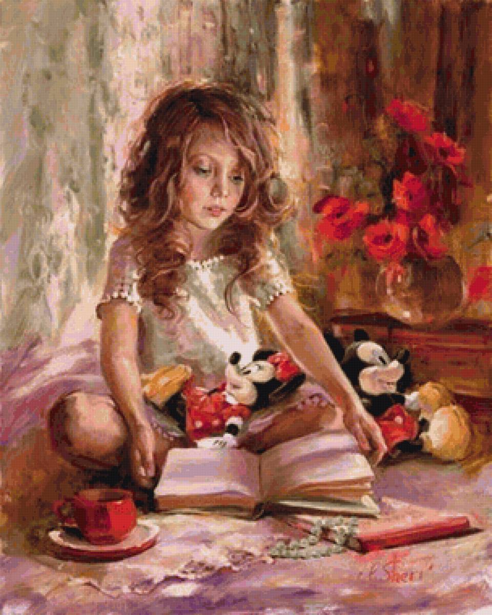 чтение - дети, живопись, ирен шери - предпросмотр