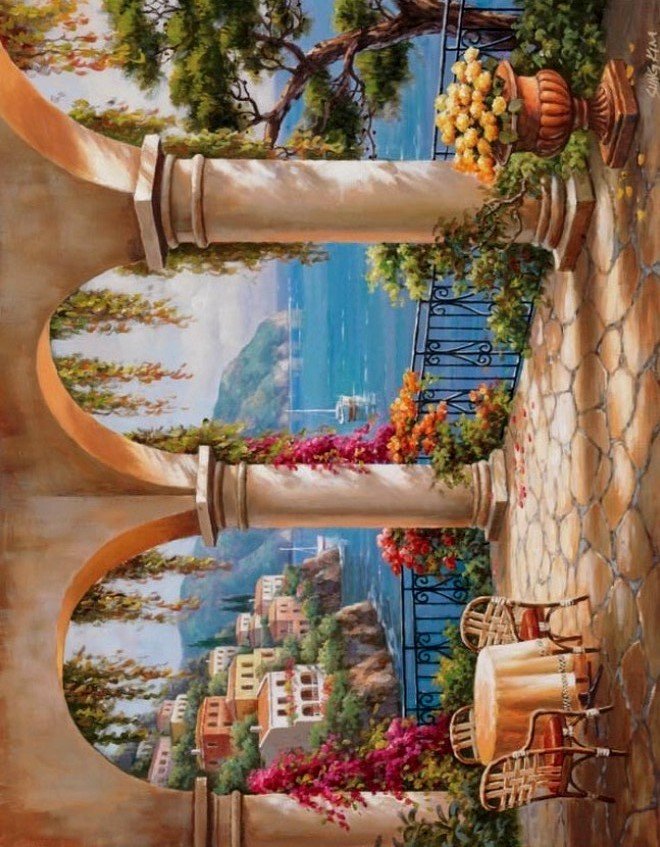 СУНГ КИМ. ТЕРАССА С ВИДОМ НА МОРЕ - помещения, здания - оригинал