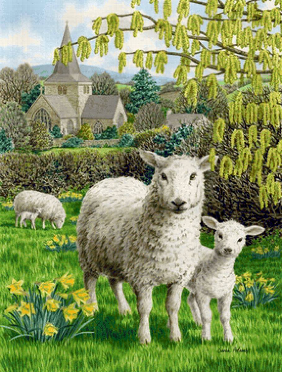 Paisagem  rural. - arvores. animais.sitio.capela. - предпросмотр